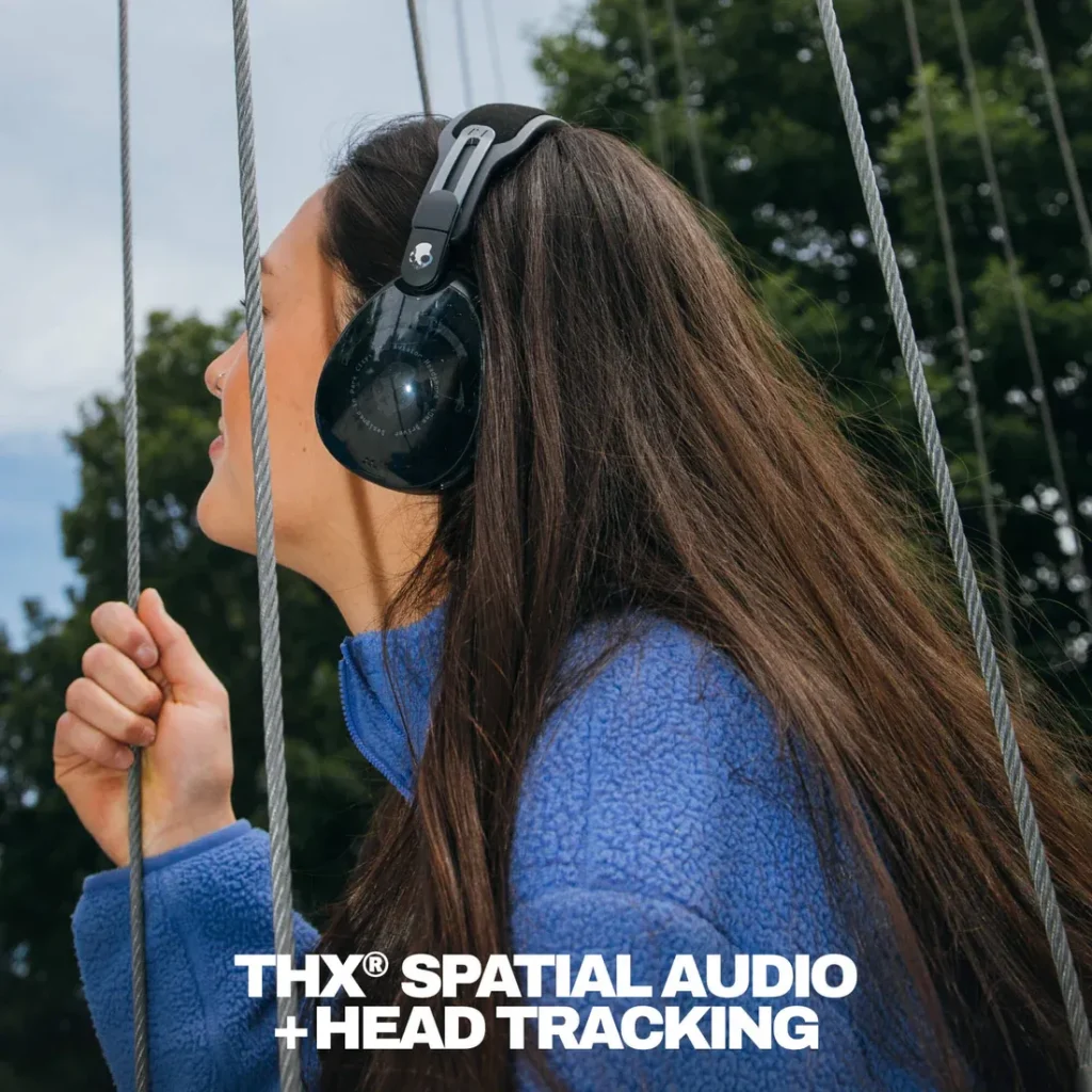 THX® Spatial Audio with Head Tracking creates a 360° soundscape that shifts as you move—just like real life. Dialogue stays centered, footsteps sneak up from behind, and music surrounds you with stunning realism, pulling you deeper into your favorite content."
